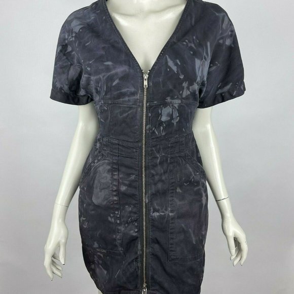A.L.C. Novak Zip-Front Mini Dress Tie Dye Pockets Cotton Short‎ Sleeve Women 4 - Picture 1 of 16